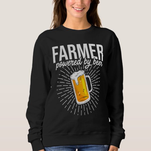 Sweatshirt Farmer Powered By Beer Farming Agriculture Tractor (Devant)