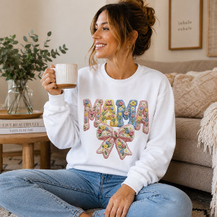Sweatshirt Faux fil & MAMA broderie avec nœud