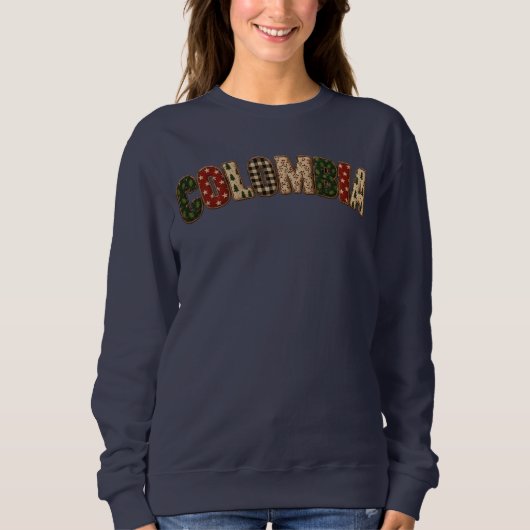 Sweatshirt Faux Patchwork Colombie Design Noël (Devant)