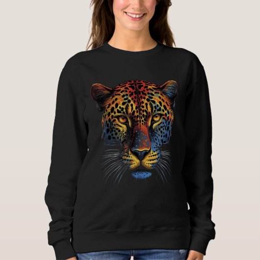 Sweatshirt Fearless Jaguar Face Big Cat Lover Print Art Graph (Devant)
