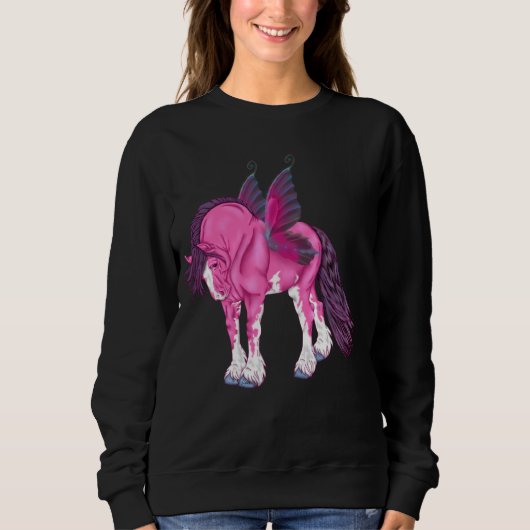 Sweatshirt Fée Pixie Fantastique Cheval Clydesdale (Devant)
