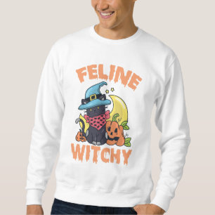 Sweatshirt Feline Witchy Funny Éffrayant Halloween Chat Kitte