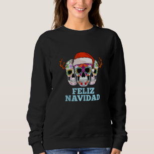 Sweatshirt Feliz Navidad Joyeux Crânes De Noël Et Tatouages