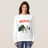 Sweatshirt Feliz Navidad Retro Peinture de rennes à nez rouge (Devant entier)