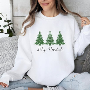 Sweatshirt Feliz Navidad Sapin de Noël Vert Fête de Fêtes