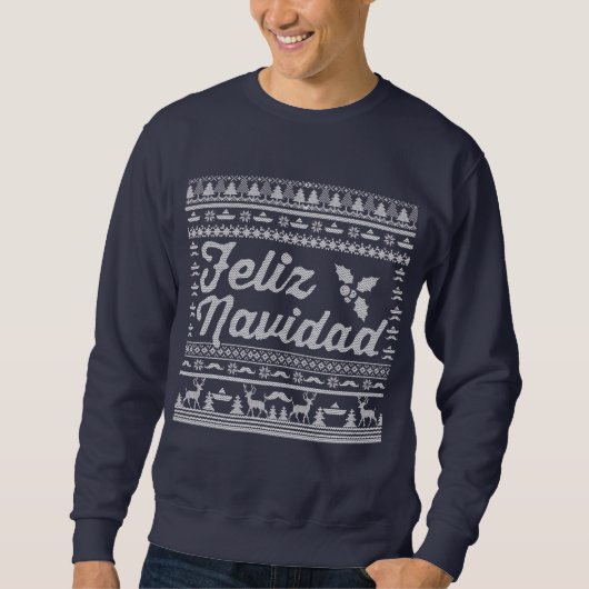 Sweatshirt Feliz Navidad Ugly Sweater. (Devant)