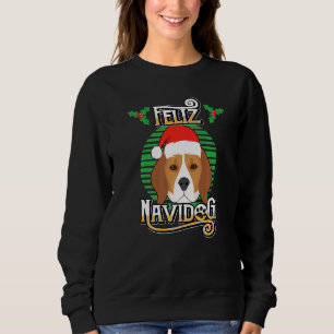 Sweatshirt Feliz Navidog Chien Beagle Santa Hat Joyeux Christ