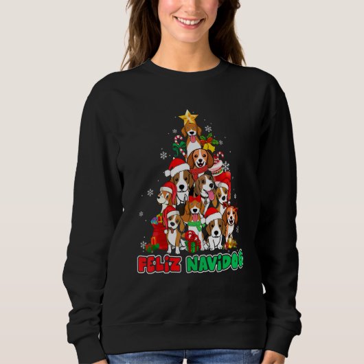 Sweatshirt Feliz Navidog Feliz Navidad Christmas Beagle Dog (Devant)