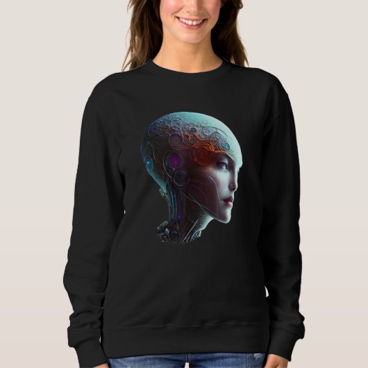 Sweatshirt Female Robot Sci Fi Cyborg Unique Futuristic Digit (Devant)