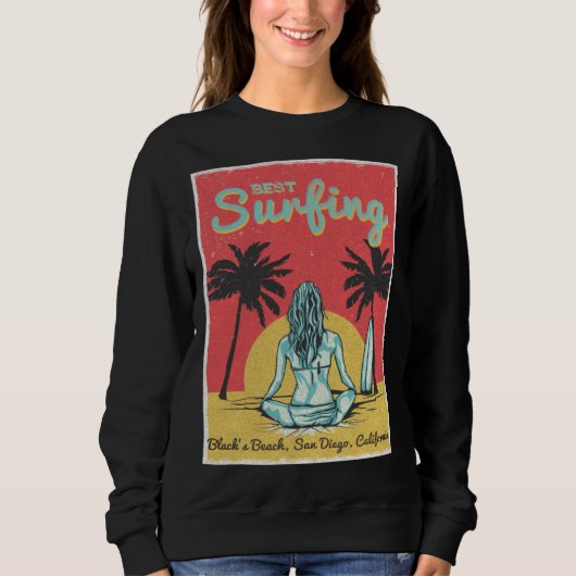 Sweatshirt Female Surfer Black s Beach San Diego California (Devant)