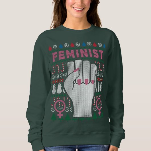 Sweatshirt féministe du pouvoir moche de Noël (Devant)
