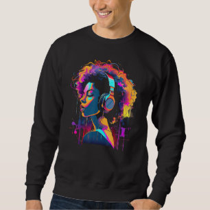 Sweatshirt Femme Afro-Américaine Fille Noire Musique Graffiti