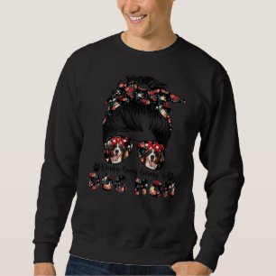 Sweatshirt Femme Bernese Mountain Dog Maman Messy Bun Hair Gl