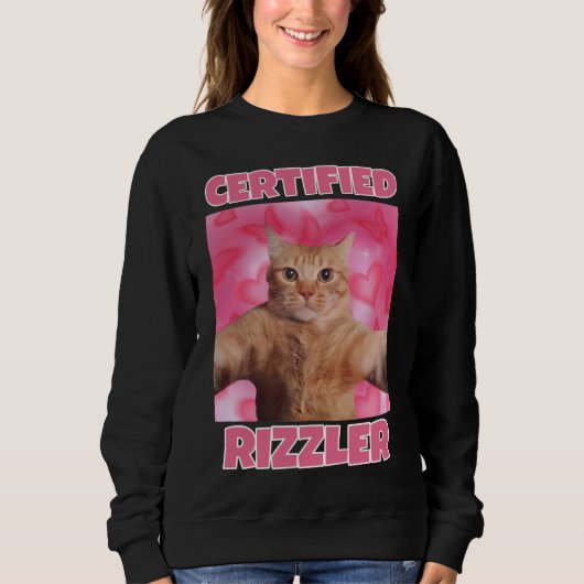 Sweatshirt Femme certifiée RIZZLER cat mème (Devant)