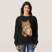 Sweatshirt Femme Chat Roux Mignon Café Graphique  (Devant entier)