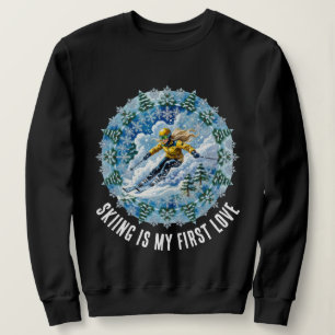 Sweatshirt Femme de sport d'hiver Skieuse - Le ski est mon pr