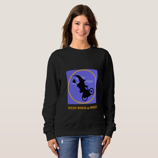 Sweatshirt Femme de Witchy sur des roues pour Halloween (Devant entier)