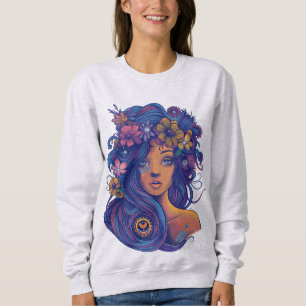 Sweatshirt Femme d'Imaginaire Boho avec cheveux floraux