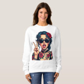 Sweatshirt Femme Edgy avec Roses, Cadeau pour elle (Devant entier)