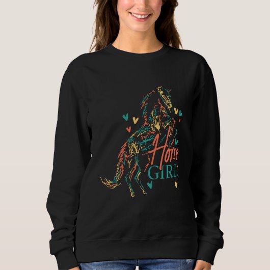 Sweatshirt Femme équestre Filles Cheval Fille Horseback Ride  (Devant)