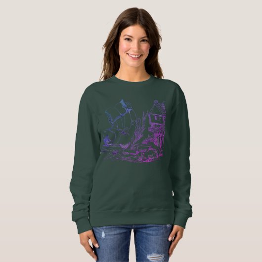 Sweatshirt Femme fantaisie Conçu "Elf Manor" Col crémeux (Devant entier)