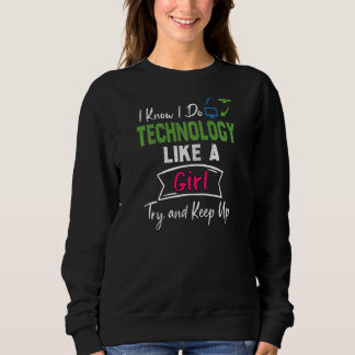 Sweatshirt Femme Fille Qui Aime Les Citations Technologiques 