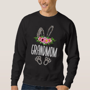Sweatshirt Femme Fleur Léopard Grand-mère Bunny Happy Eas