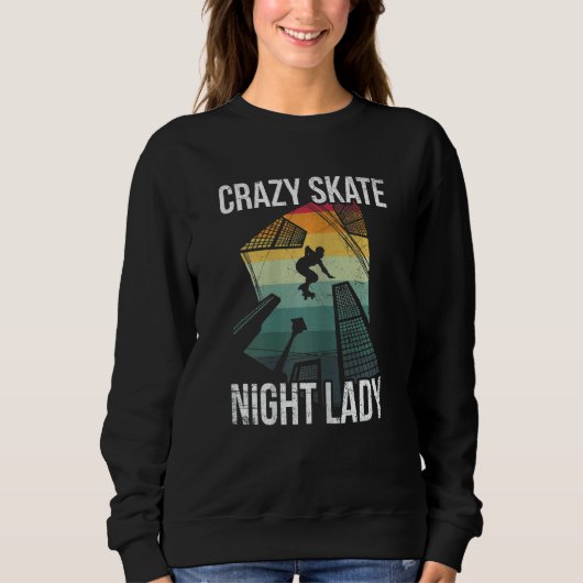Sweatshirt Femme Fou Patinage Nuit Dame Pour Un Patinage À Ro (Devant)