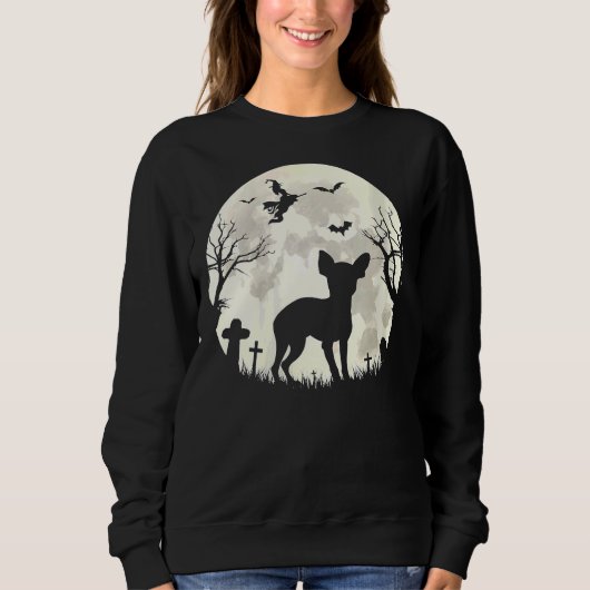 Sweatshirt Femme Halloween Lune Chihuahua Lazy Costume facile (Devant)