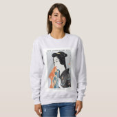 Sweatshirt Femme japonaise tenant sa serviette - Goyō Hashigu (Devant entier)