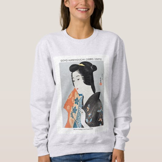 Sweatshirt Femme japonaise tenant sa serviette - Goyō Hashigu (Devant)