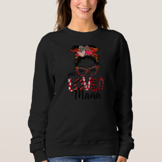 Sweatshirt Femme Leopard Messy Bun One Loved Mama Funny Mama