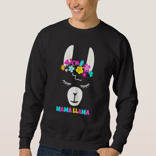 Sweatshirt Femme Llama Animal Avec Fleurs Douce Fash Basic (Devant)