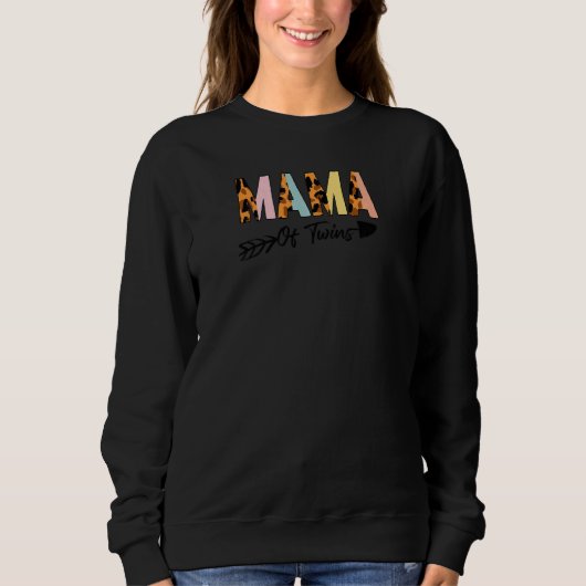 Sweatshirt Femme Mama De Jumeaux Leopard Mama Grossesse Super (Devant)