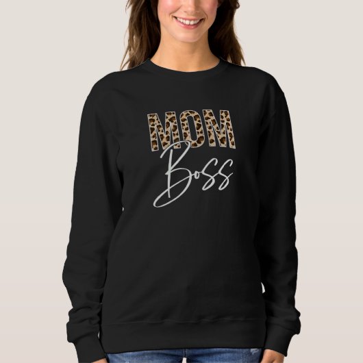 Sweatshirt Femme Maman Patron Avec Empreinte de léopard Mère  (Devant)