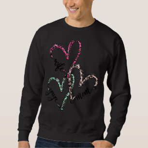 Sweatshirt Femme Maman Yaya Leopard Coeur Valentine Femmes