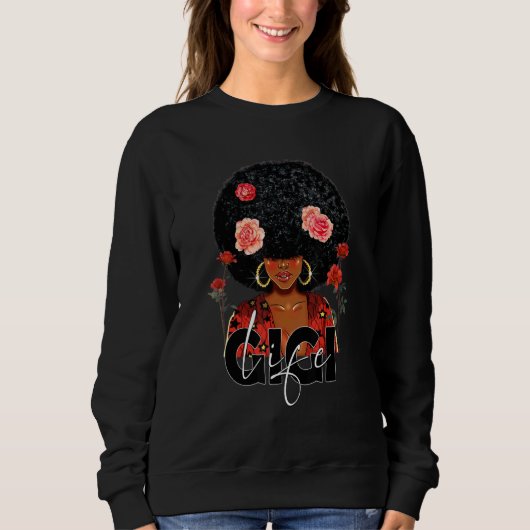 Sweatshirt Femme noire Reine Afro Femmes Gigi Life Mères noir (Devant)