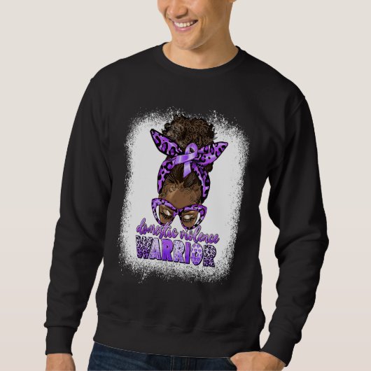 Sweatshirt Femme noire Violence domestique Guerrier Afro Mess (Devant)