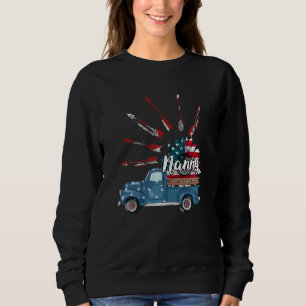 Sweatshirt Femme Patriotique 4 juillet Nanny Truck Tournesol
