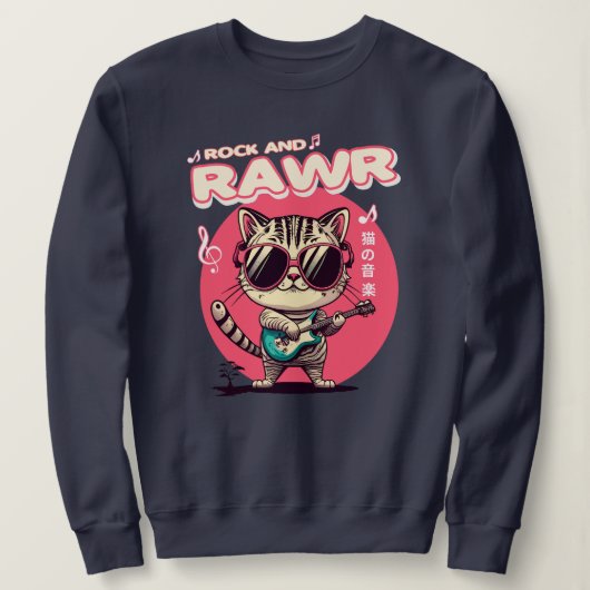 Sweatshirt femme -Rock & Rawr Funny Kawaii Chat (Design devant)