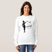 Sweatshirt Femme Sorcière Féminine Posant Avec Des Chauves-So (Devant entier)