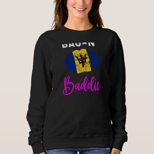 Sweatshirt Femmes Bajan Baddie Pays Drapeau Barbade Baddie (Devant)