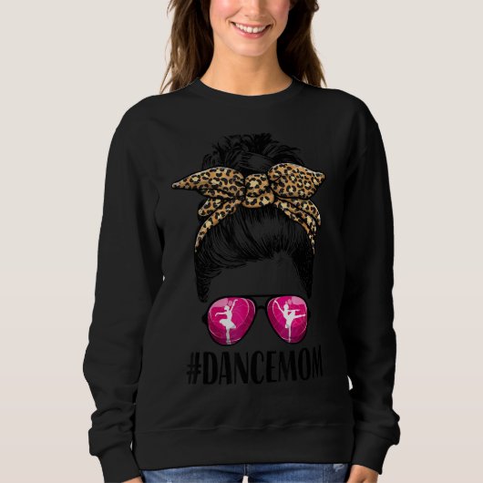Sweatshirt Femmes Danse Maman Vie Messeuse Bun Leopard Ballet (Devant)