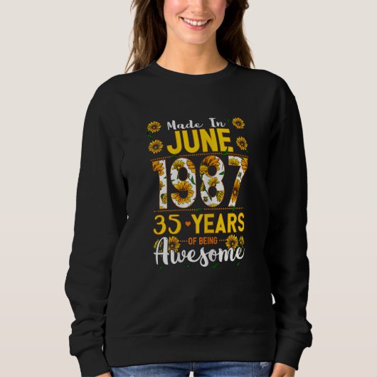 Sweatshirt Femmes Fabriquées En Juin 1987 35 Ans 35 Ans (Devant)
