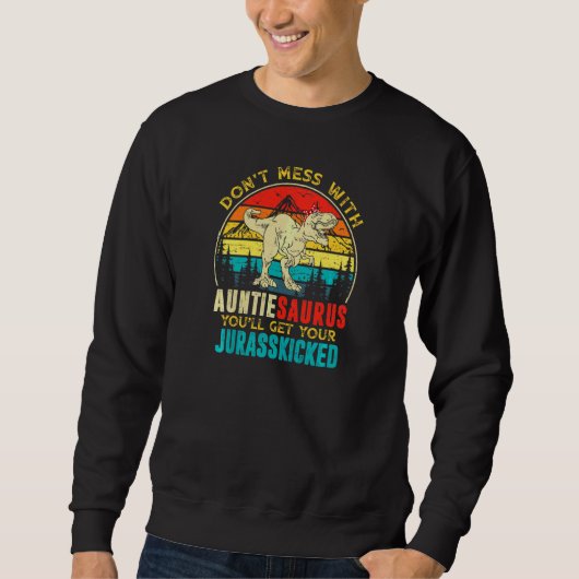 Sweatshirt Femmes Fun Femmes Rétro Auntiesaurus Dinosaur Rex (Devant)