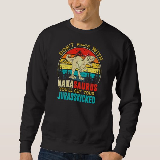 Sweatshirt Femmes Fun Femmes Retro Nanasaurus Dinosaur Rex Mo (Devant)