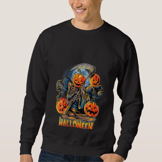Sweatshirt Femmes Halloween Jack O'Lantern Citrouille Grim Re (Devant)