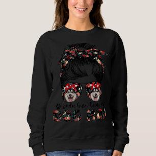 Sweatshirt Femmes Husky Chig Maman Messy Bun Lunettes de chev