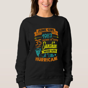 Sweatshirt Femmes Juin 1987 35 Ans Soleil Mélangé Avec