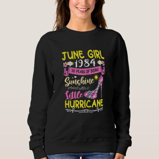 Sweatshirt Femmes Juin Filles 1984 38 Ans Awesome Depuis (Devant)